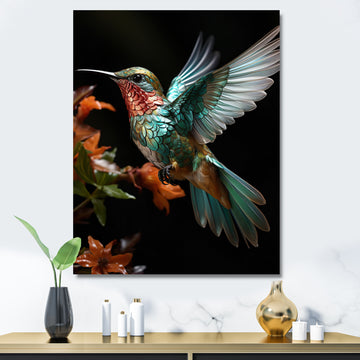 Teal Orange Animal Hummingbird - Hummingbird Wall Decor